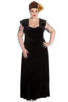 Hell Bunny Plus Size Gothic Long Black Velvet Geraldine Dress