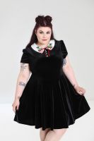 Hell Bunny Plus Size Gothic Wednesday Addams Nightshade Poison Cherry Skull Mini Dress