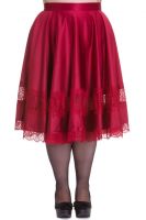 Hell Bunny Plus Size Gothic Burgundy Red Lace Diana Skirt