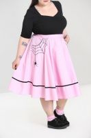 Hell Bunny Plus Size Pink Little Miss Muffet Spider Web Rockabilly Halloween Gothic Swing Skirt