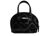 Rock Rebel Margaux Victorian Damask Studded Purse Handbag in Black