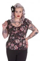 Hell Bunny Plus Size Black Rockabilly Skull Love Top