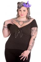 Hell Bunny Plus Size Black and White Rockabilly Polka Dot Cilla Top