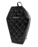 Mina Black Quilted PVC Coffin Backpack with Bats by Rock Rebel