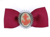 Hairy Scary Pink Bow w Pink Anchor Cameo Jezebow Hair Clip