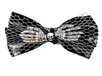 Hairy Scary Black & Siver Web Bow Skull w Silver Skeleton Hands Skulleton Hair Clip Hairy Scary Black & Siver Web Bow Skull w Silver Skeleton Hands Skulleton Hair Clip