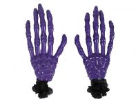 Hairy Scary Purple Skeleton Halloween Hades Hands w Black Hair Clip Set