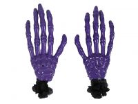 Hairy Scary Purple Skeleton Halloween Hades Hands w Black Hair Clip Set