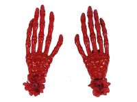 Hairy Scary Red Skeleton Halloween Hades Hands w Red Hair Clip Set