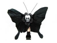 Hairy Scary All Black Small Kahlovera Skull Butterfly Feather Hair Clip Hairy Scary All Black Small Kahlovera Skull Butterfly Feather Hair Clip