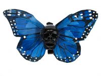 Hairy Scary Blue X Large Kahlovera Skull Butterfly Feather Hair Clip