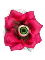 Hairy Scary Pink 3D Green Eyeball w Green Netting Eyeleen Hair Clip