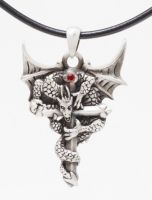 Dragon Cross Necklace w Red Jewel Dragon Cross Necklace w Red Jewel