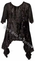 Dark Star Black Velvet Irregular Hem Shirt