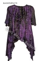Dark Star Black Purple Velvet Irregular Hem Shirt