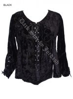 Dark Star Black Gothic Velvet Renaissance Gothic Lace Up Top