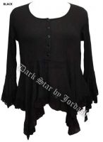 Dark Star Black Gothic Georgette Renaissance Bell Sleeve Top