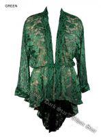 Dark Star Green Lace Gothic Duster Jacket w Frog Fastening