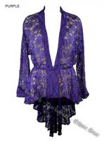 Dark Star Purple Lace Gothic Duster Jacket w Frog Fastening