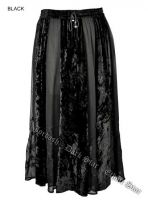 Dark Star Plus Size Long Black Velvet Georgette Skirt
