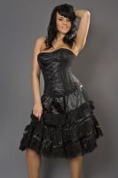 Burleska Plus Size Lolita Black Satin Gothic Knee Length Burlesque Skirt