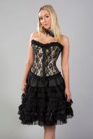 Burleska Plus Size Lolita Black Taffeta Gothic Knee Length Burlesque Skirt