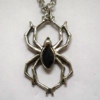 Spider w Black Stone Necklace