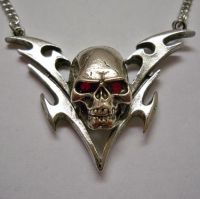 Skull w Red Eyes Chevron Necklace Skull w Red Eyes Chevron Necklace