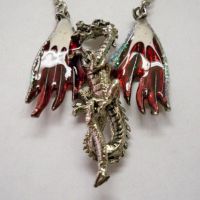 Red & White Hand Painted Dragon Necklace