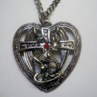 Dragon Surrounding Cross in Heart Necklace Dragon Surrounding Cross in Heart Necklace