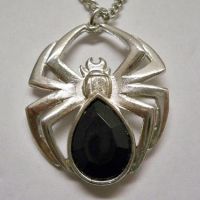 Polished Spider with Black Stone Necklace Polished Spider with Black Stone Necklace