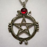 Pentacle w Red Stone Necklace Pentacle w Red Stone Necklace