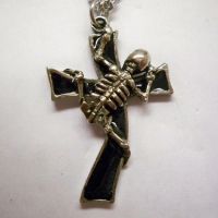 Skeleton Climbing Cross Necklace