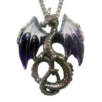 Purple & White Hand Painted Dragon Necklace Purple & White Hand Painted Dragon Necklace