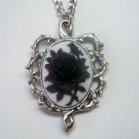 Black & White Rose Cameo Necklace Black & White Rose Cameo Necklace