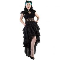 Burleska Plus Size Ophelie Black Lace Gothic Hi Low Burlesque Skirt