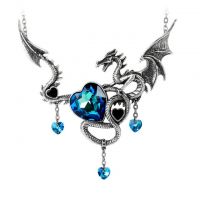 Alchemy Gothic Draig O Gariad Dragon Heart Pendant Necklace