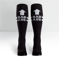 Plus Size Black & White Bad Ass Stretch It Wide Calf Curvy Knee High Socks