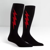 Plus Size Black & Red Superhero Stretch It Wide Calf Curvy Knee High Socks