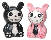 Bun Bun Furrybones Black and Pink Salt and Pepper Shakers