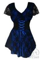 Plus Size Blue and Black Lace Sweetheart Corset Top