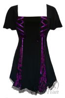 Plus Size Short Sleeve Gemini Princess Blackberry Brocade Gothic Corset Top