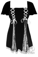 Plus Size Short Sleeve Gemini Princess Chantilly Lace Gothic Corset Top