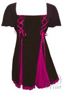 Plus Size Short Sleeve Gemini Princess Black & Fuchsia Gothic Corset Top