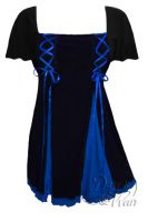Plus Size Short Sleeve Gemini Princess Black & Royal Blue Gothic Corset Top
