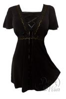 Plus Size Black Angel Corset Top in Black and Gold