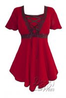 Plus Size Red Angel Corset Top in Scarlet Red and Black Lace