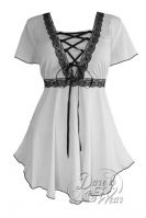 Plus Size White Angel Corset Top in White and Black Lace