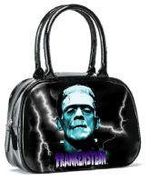 Black and Blue Universal Monsters Frankenstein Bowler Purse Handbag Black and Blue Universal Monsters Frankenstein Bowler Purse Handbag