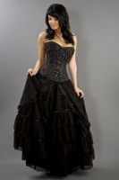 Burleska Plus Size Victorian Black Chiffon Gothic Long Renaissance Skirt